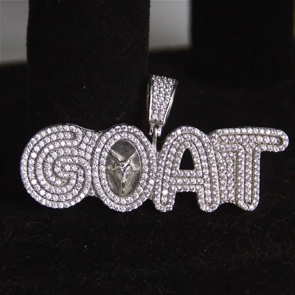 925 Sterling Silver Iced Out GOAT Pendant Cubic Zirconia Hip Hop Jewelry Large
